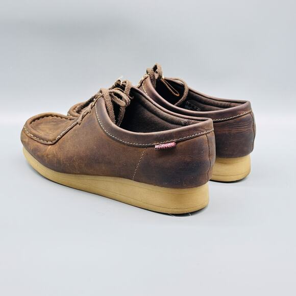 Clarks Wallabee Shoes Womens 9.5 Brown Leather Moc Toe Lace Up Comfort Boots - Picture 5 of 12